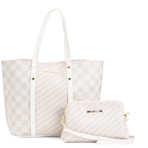 Steve Madden Handbags - New! Steve Madden White Tote Bag and Crossbody Bag Bteresaa Faux Leather